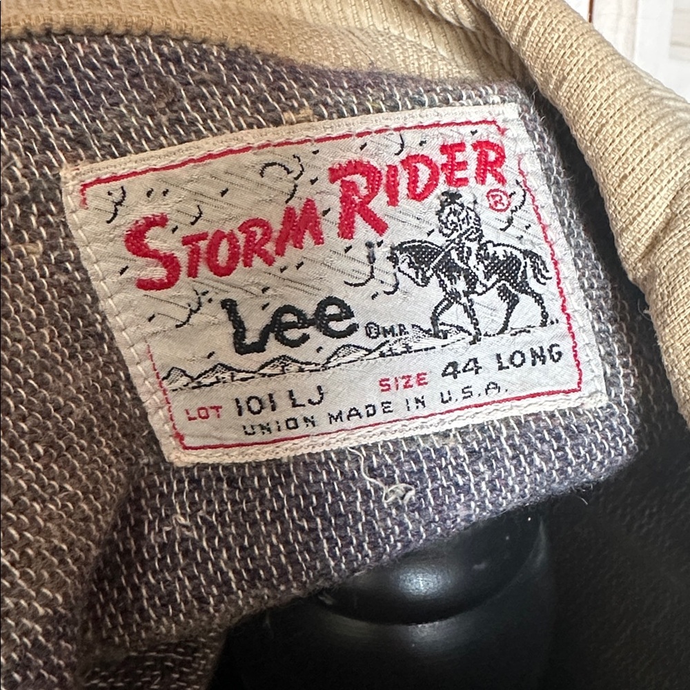 Vintage Lee Storm Rider Denim Jacket with Tan Accents - Picture 6 of 7